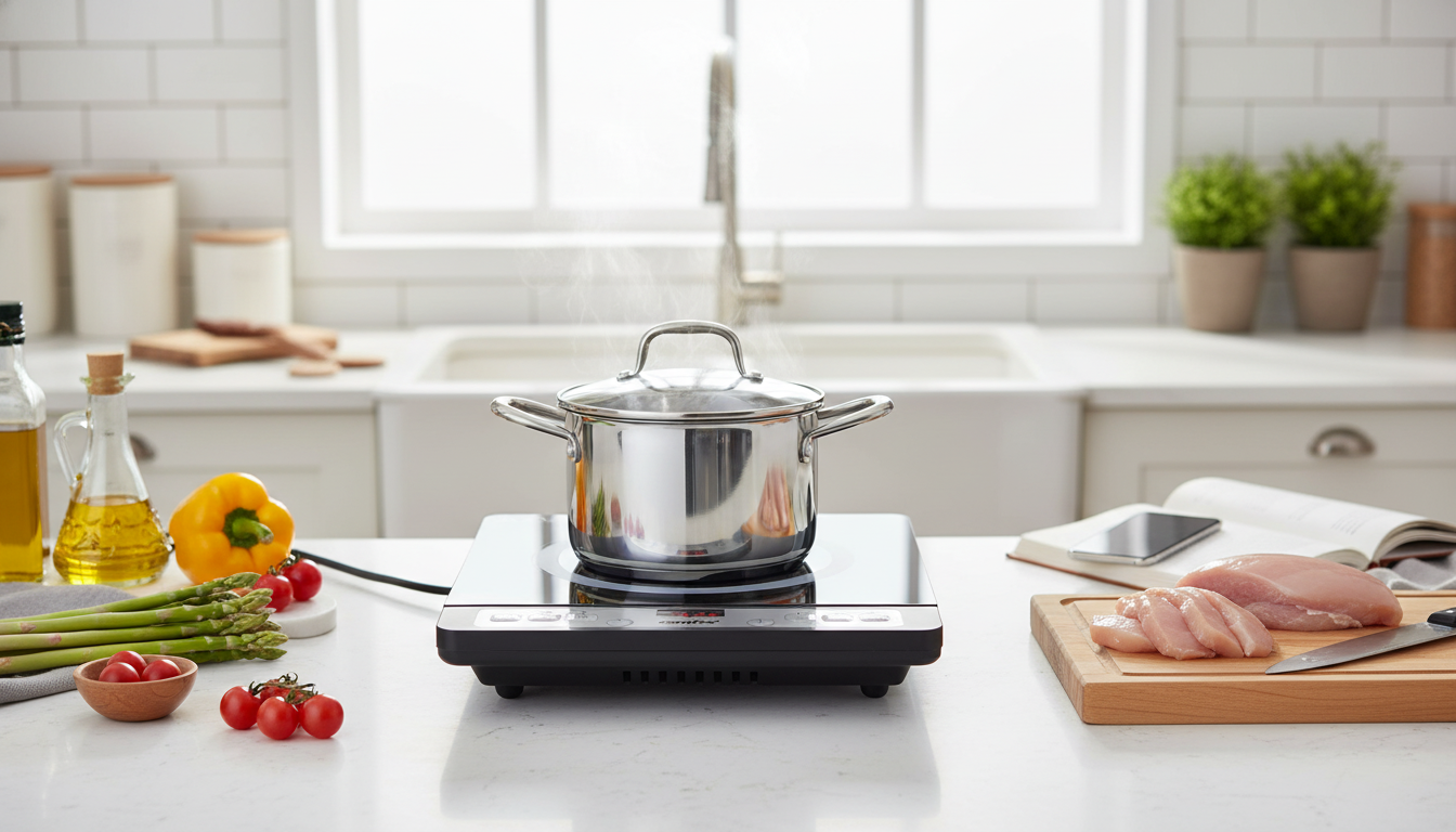 1800W Portable Induction Burner: 8 Levels + 3h Timer