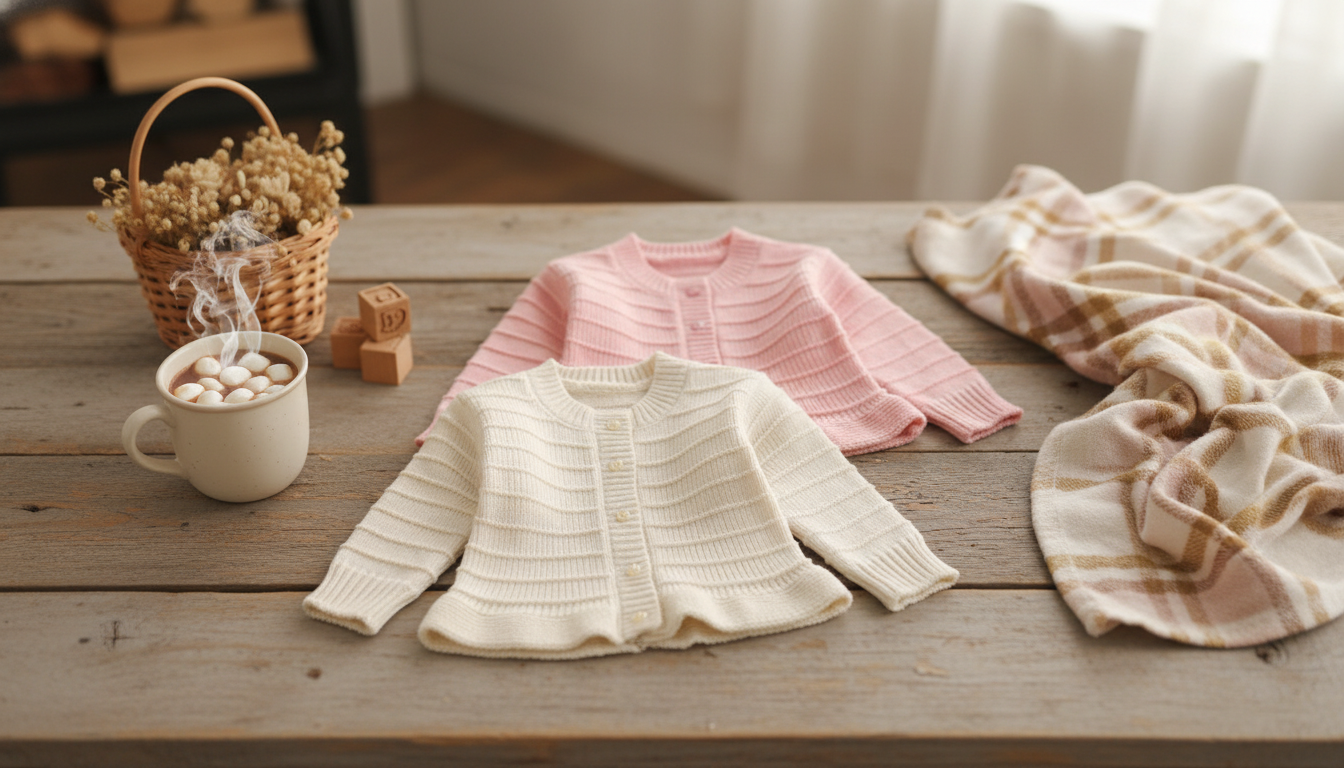 Cozy Baby Girl Knit Cardigan: Long Sleeve Button-Up