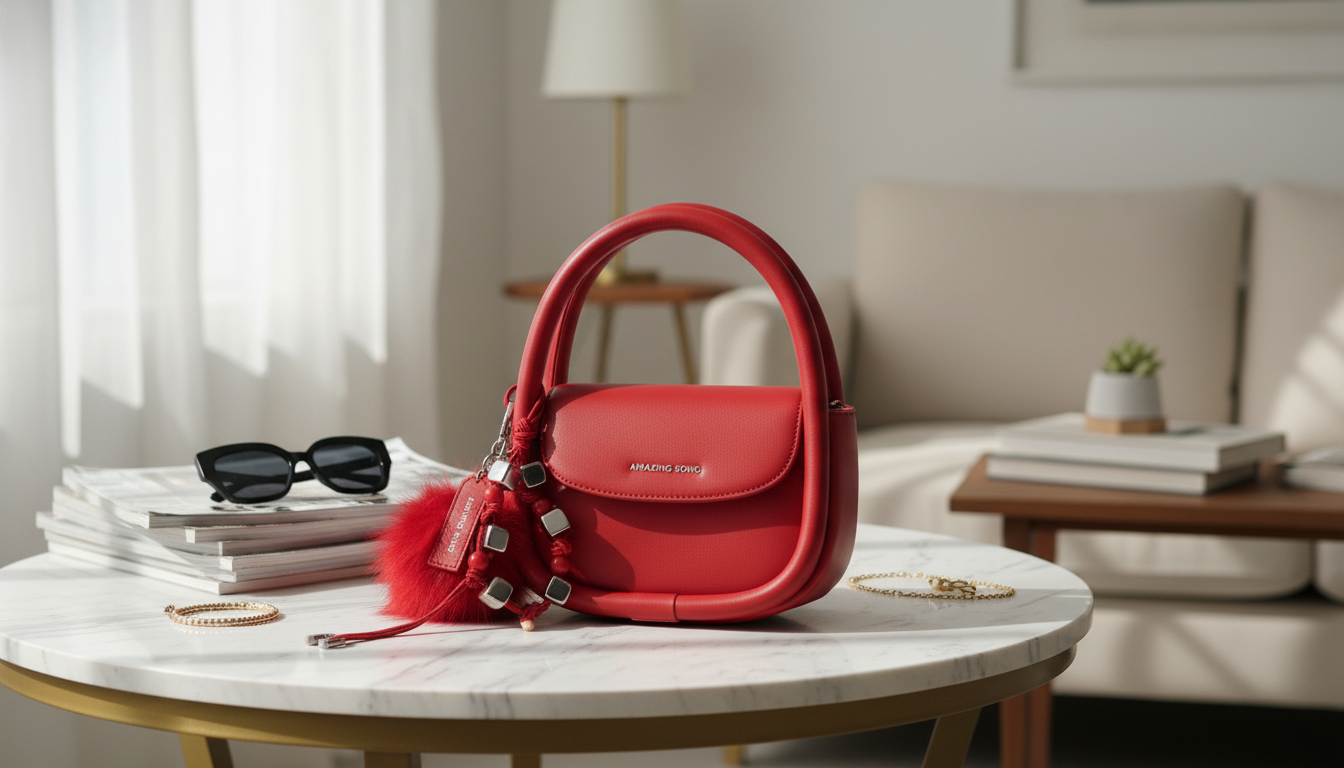 Elegant Red Square Shoulder Bag: Year-Round Styling