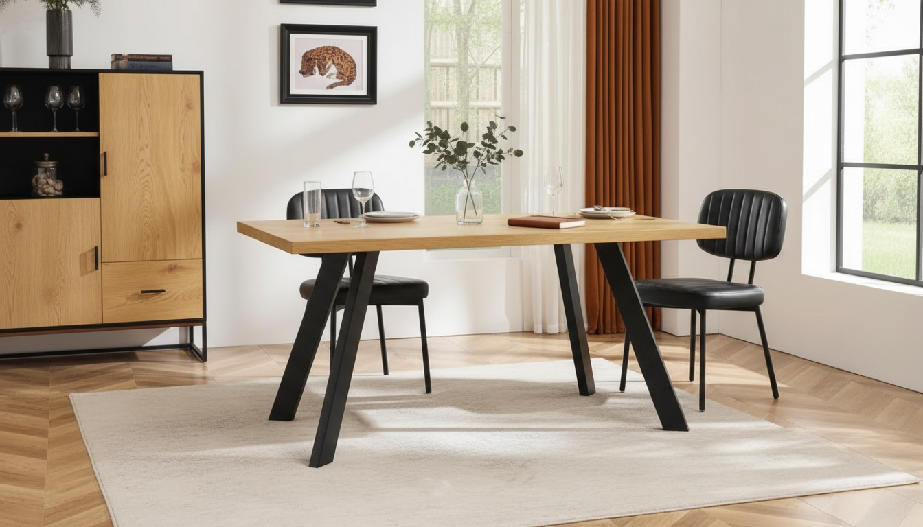 Ergonomic PU Leather Dining Chairs (Set of 2), Metal Legs