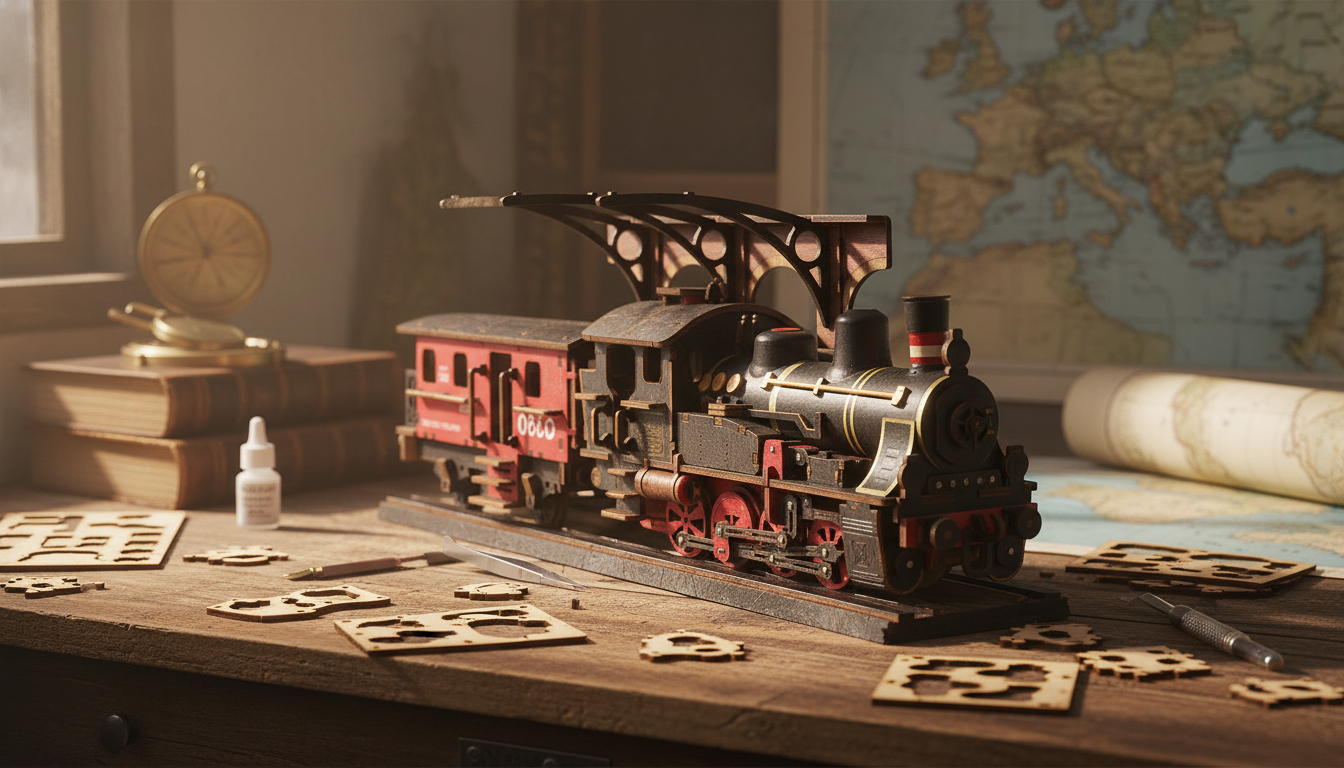 Steam Journey 3D Wooden Train Puzzle: Build & Display