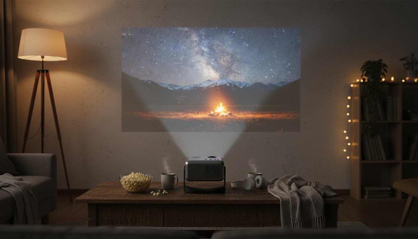 4K Portable Projector: Auto Focus, Android 11 & 360° View