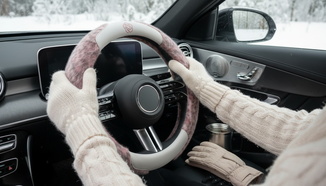 Leopard Plush Steering Wheel Cover: Warm 15" Non-Slip Grip
