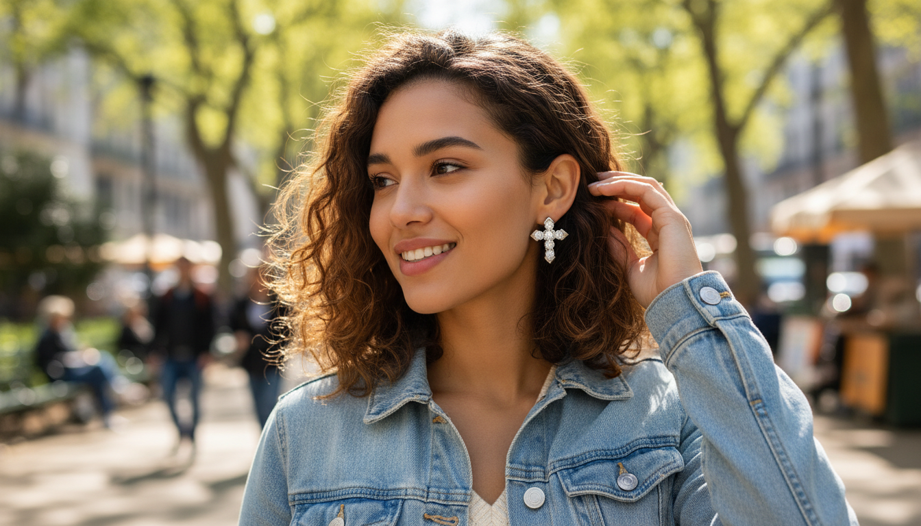 Moissanite Cross Stud Earrings: Everyday Sparkle & Faith