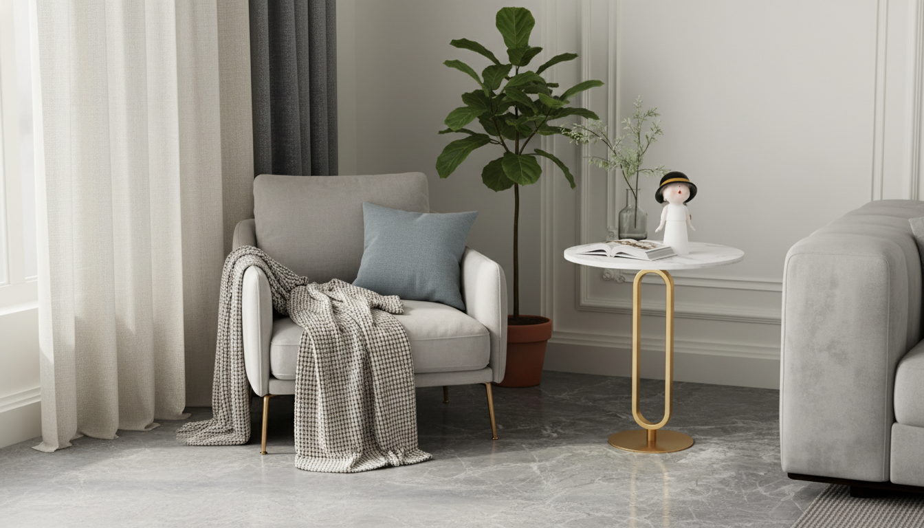 Slate Round Side Table: Nordic Style for Small Spaces